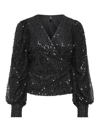 Regular Fit V-Neck Long Sleeves (L/S) Top met V-hals en glitterdetail