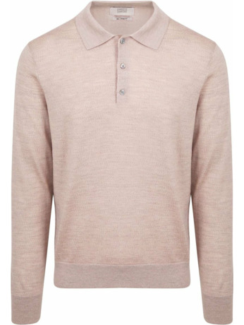 King Essentials The Robert Long Sleeve Poloshirt Merino Beige