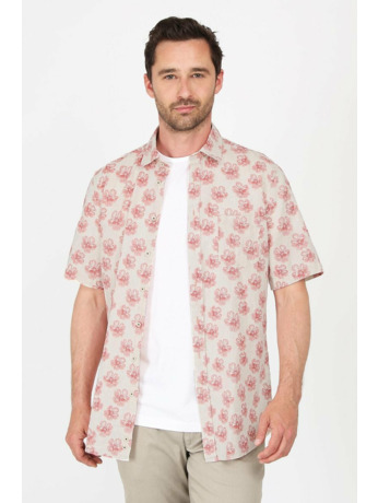 Suitable Short Sleeve Overhemd Linnen Simon Rood