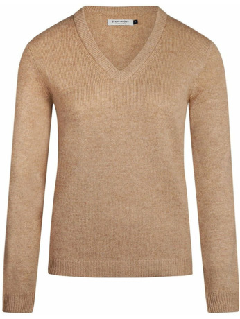 Steppin' Out Damestrui V-hals Lamswol Camel