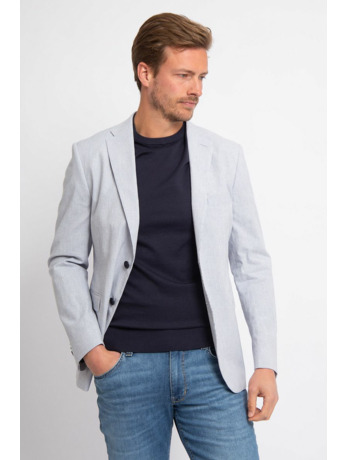 Suitable Blazer Linnen Streep Lichtblauw