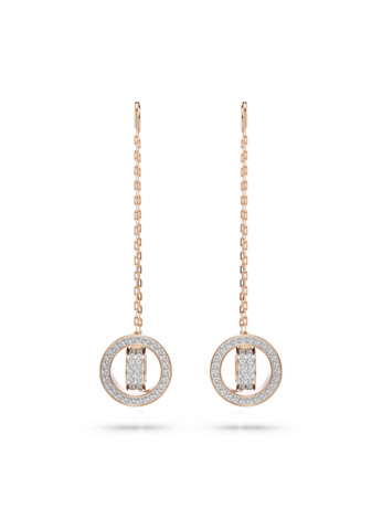 Dextera Round Pierced Earrings Chain Earrings Rose Gold shiny Crystal