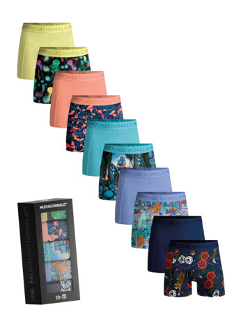 Heren 10-Pack Boxershort Print/Effen Print/Blue/Purple/Orange/Yellow