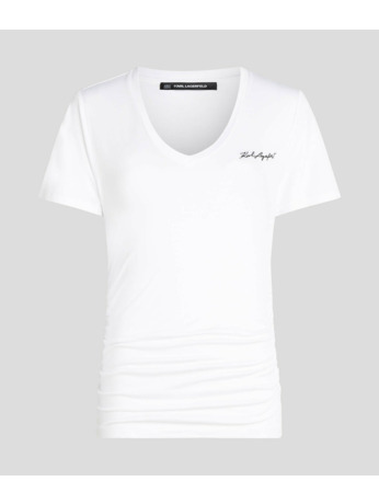 V-NECK RUCHED DETAIL T-SHIRT