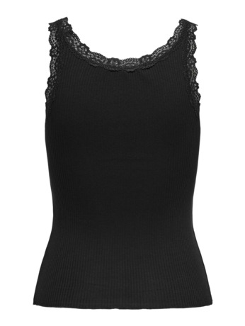 Regular Fit U-Neck Sleeveless (S/L) BASIC Mouwloze tanktop met U-hals en kanten detail