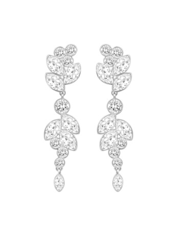 Diapason Pierced Earrings Medium OU Rhodium shiny Crystal
