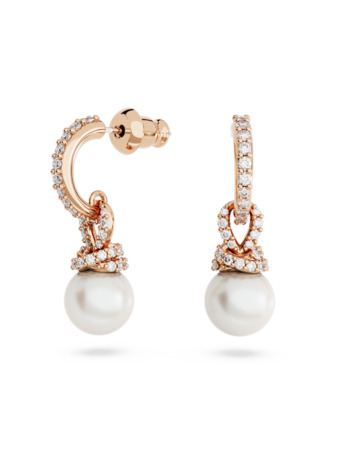Originally Pierced Earrings Drop Rose Gold shiny Crystal White Pearl White