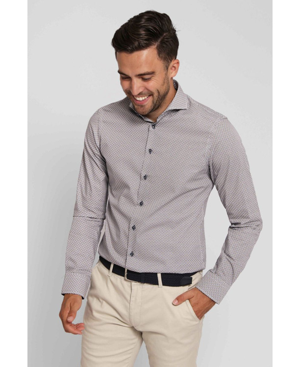 Suitable Overhemd Twill Print Beige
