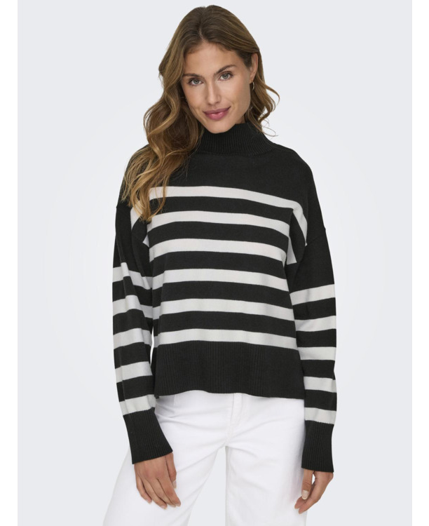 Regular Fit High Neck Long Sleeves (L/S) Gebreide trui met hoge hals en volumemouwen