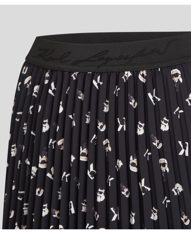 IKON KARL AOP PLEATED SKIRT