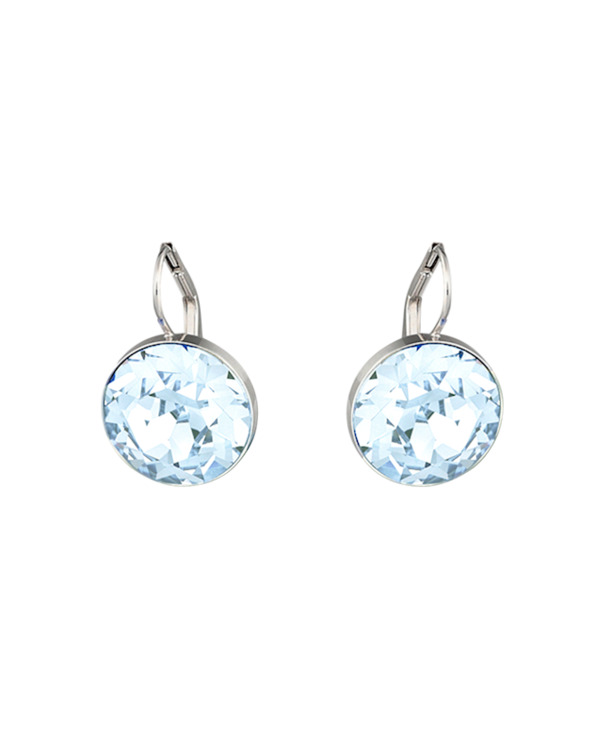 Bella Pierced Earrings Drop OU Rhodium shiny Light Sapphire