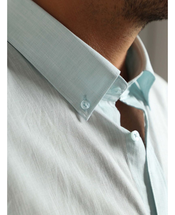 Suitable Overhemd Cotton Slub Lichtgroen