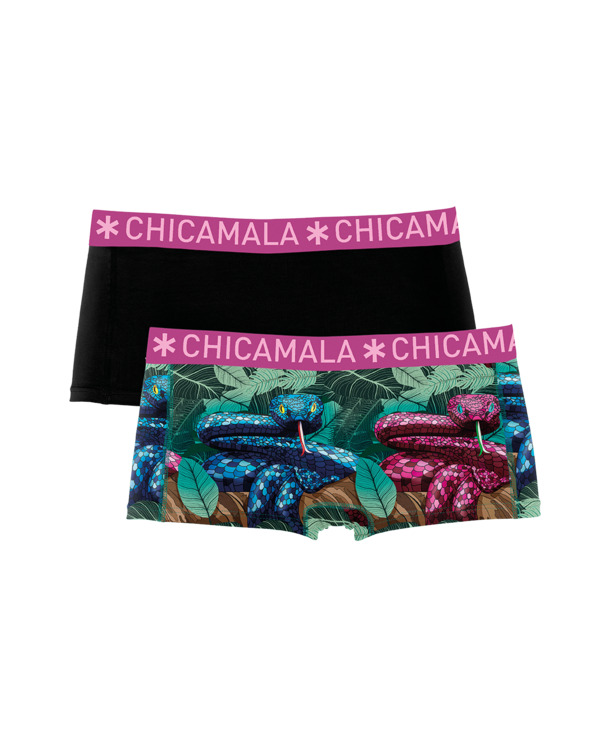 Dames 2-pack Boxershorts Print + Effen Print/Black