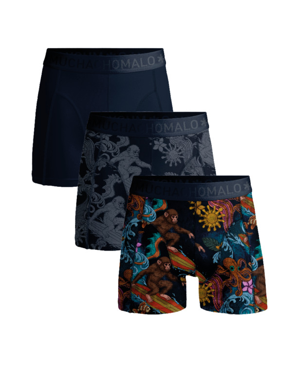 Jongens 3-Pack Boxershorts Print/Print/Effen Print/Print/Blue