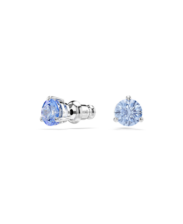 Solitaire Pierced Earrings Stud OU Rhodium shiny Fancy Light Blue