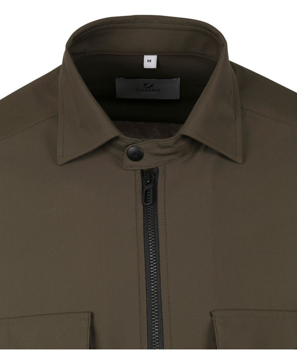 Suitable Jacket Shirt Donkergroen