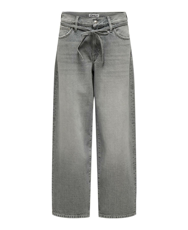 Balloon Fit Straight fit jeans met riemlussen en middelhoge taille