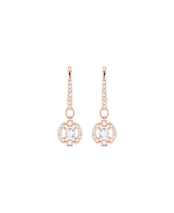 Una Sparkling Dc Pierced Earrings Drop MFO Rose Gold shiny White Crystal