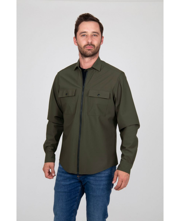 Suitable Jacket Shirt Donkergroen