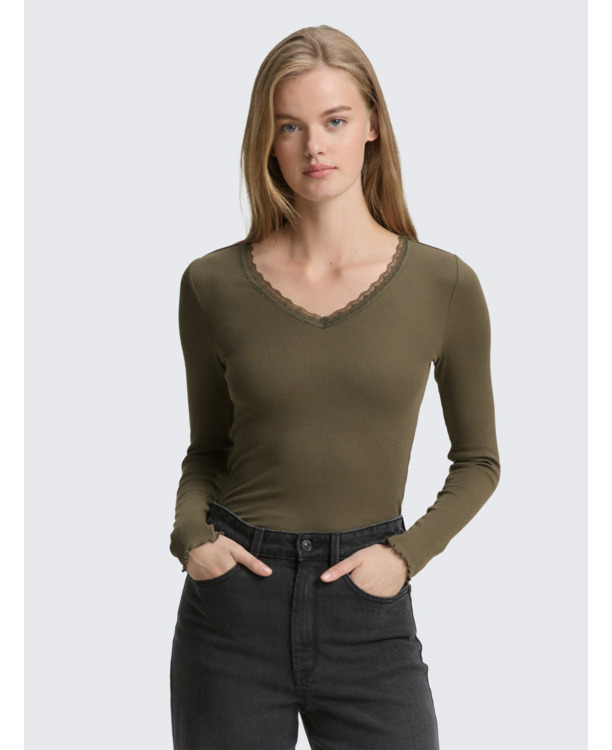 Shirt met lange randen en randen