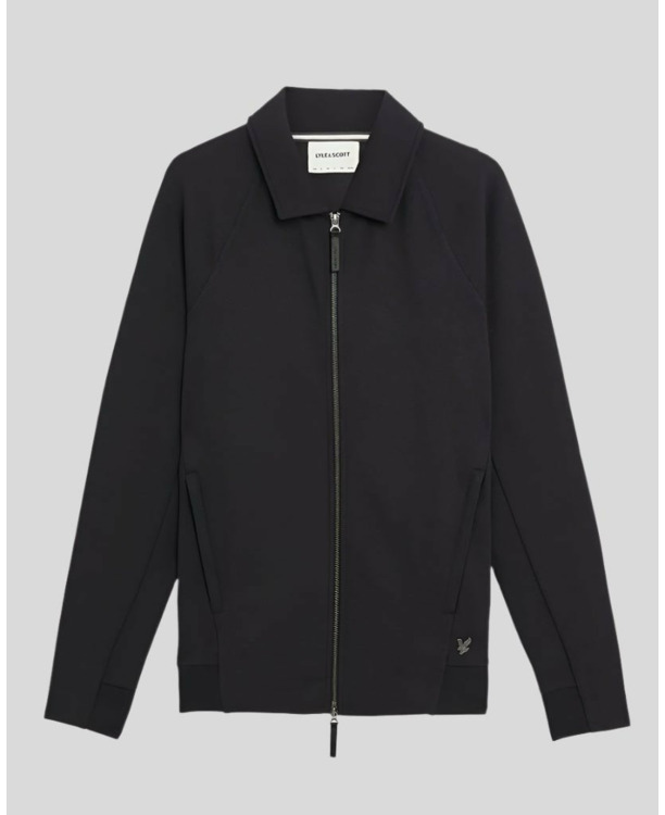 Diagonal Interlock Collared Zip Through
