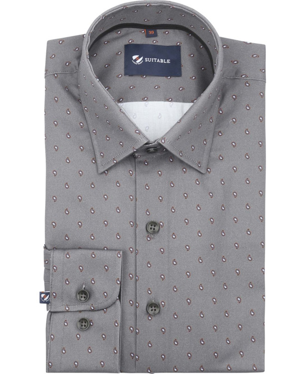 Suitable Overhemd Paisley Antraciet