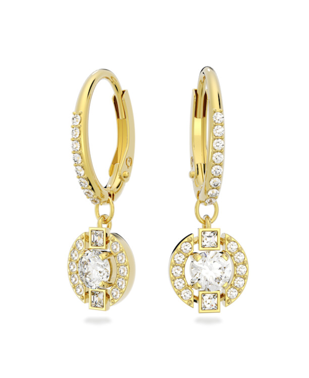 Una Sparkling Dc Pierced Earrings Drop Gold shiny White Crystal