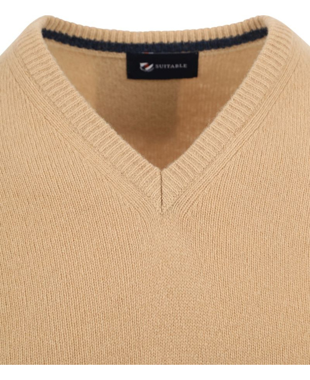 Suitable Pullover Wol V-Hals Beige