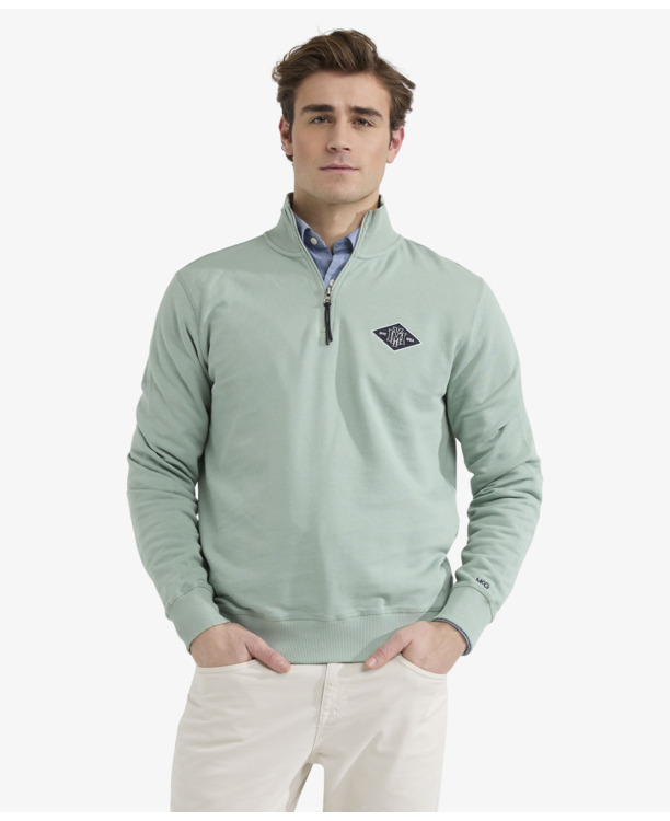Zip Mock Sweatshirt 100% Cotton Heren