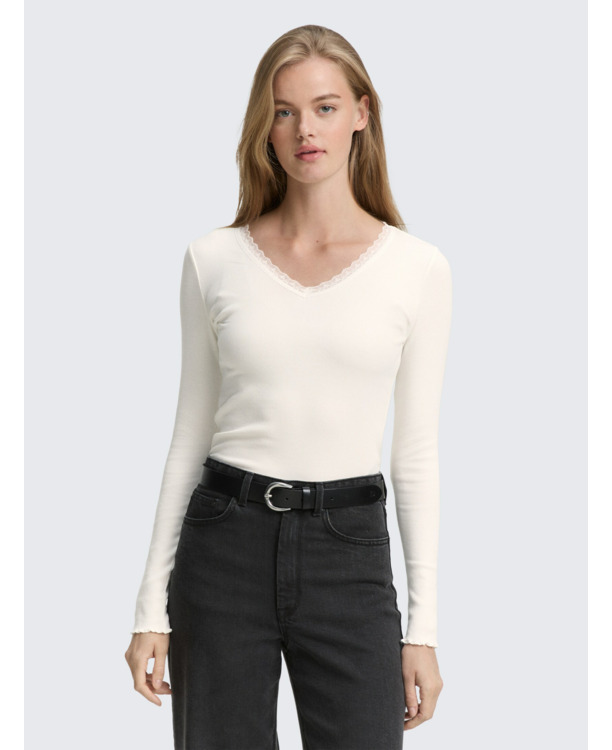 Shirt met lange randen en randen