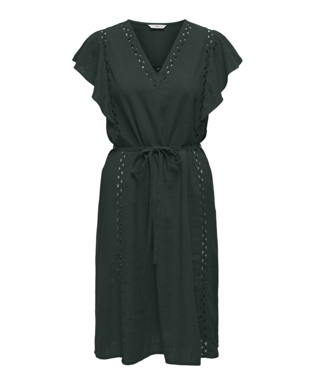 Regular Fit V-Neck 2/4 Sleeves (2/4) Zomerjurk met sierlijke V-hals en kanten detail
