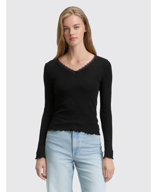 Shirt met lange randen en randen
