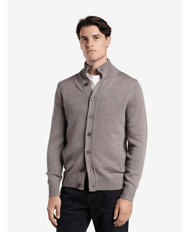No Label Heren Trui Bruin Cardiff Extrafine Merino Wol