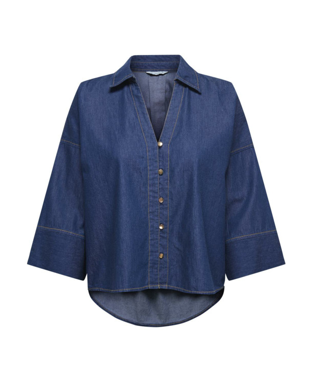 Regular Fit Resort Collar 3/4 Sleeves (3/4) Regular fit 3/4 mouw denim overhemd - match met je favoriete broek of rok