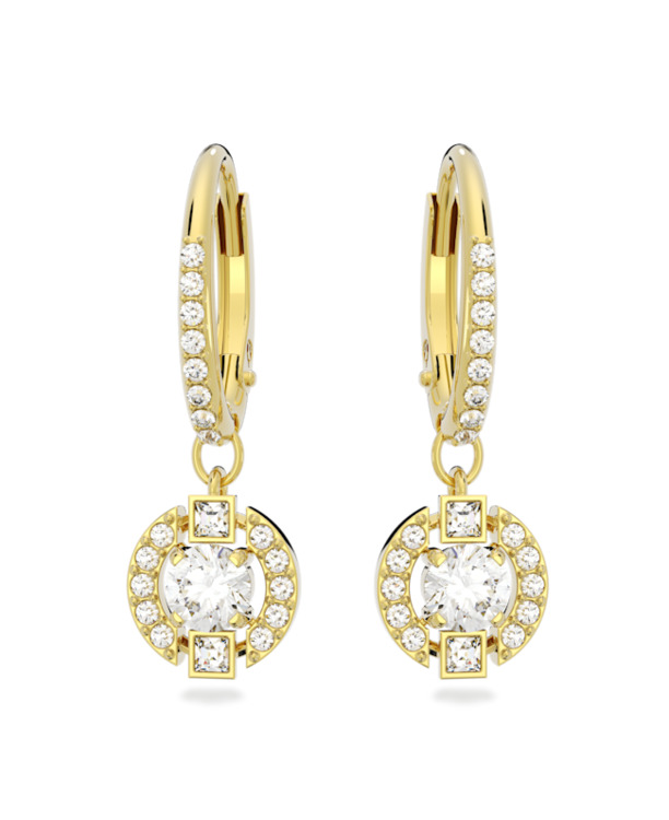 Una Sparkling Dc Pierced Earrings Drop Gold shiny White Crystal