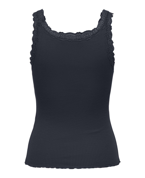 Regular Fit U-Neck Sleeveless (S/L) BASIC Mouwloze tanktop met U-hals en kanten detail