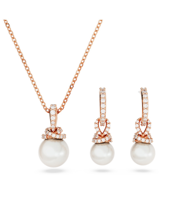 Originally Set Rose Gold shiny Crystal White Pearl White