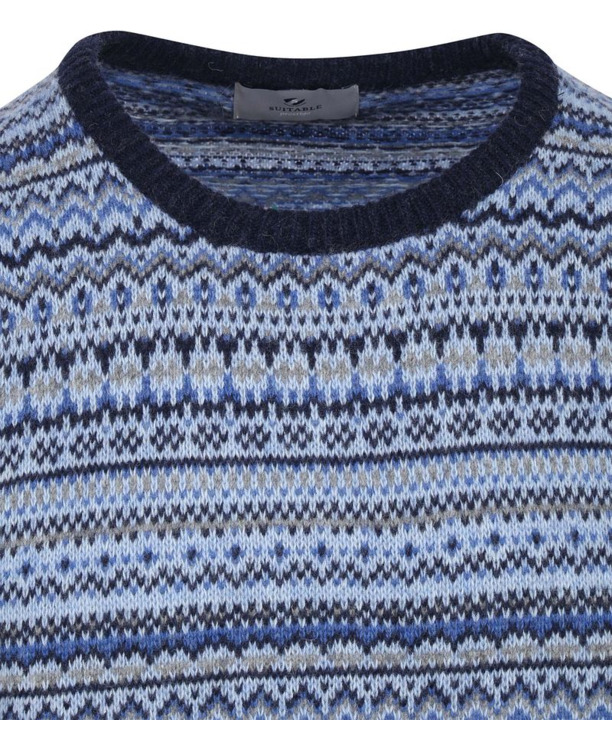 Suitable Prestige Fair Isle Pullover Blauw