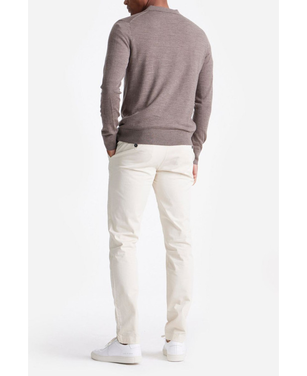 King Essentials The Robert Long Sleeve Poloshirt Merino Bruin