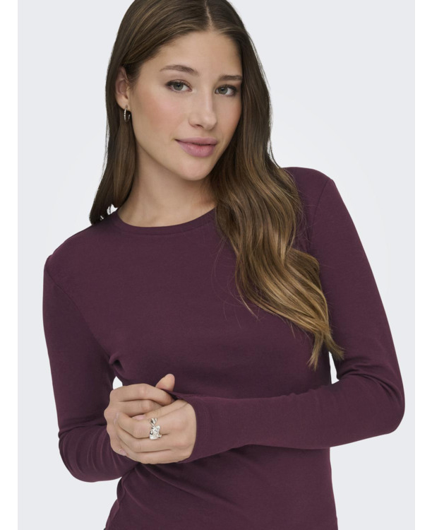 Tight Fit O-Neck Long Sleeves (L/S) Basic top met ronde hals en lange mouwen voor jeugdige vrouwen