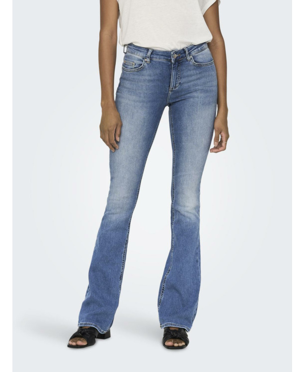 Flared Fit Jeans met uitlopende taille en riemlussen