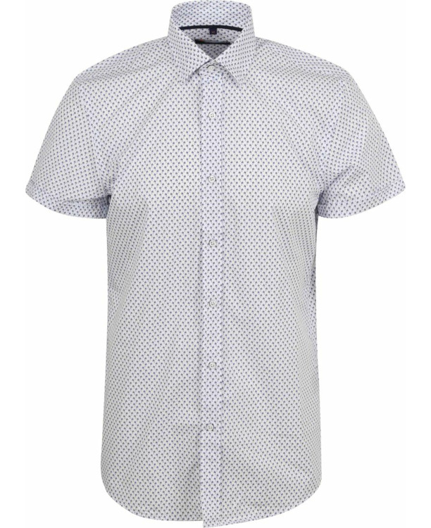 Suitable Short Sleeve Overhemd Print Blauw