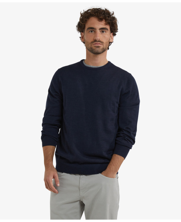 Fine Merino C-Neck Sweater 100% Extra Fine Merinowol Heren