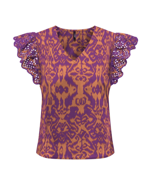 ONLLOU EMB S/S FRILL TOP PTM