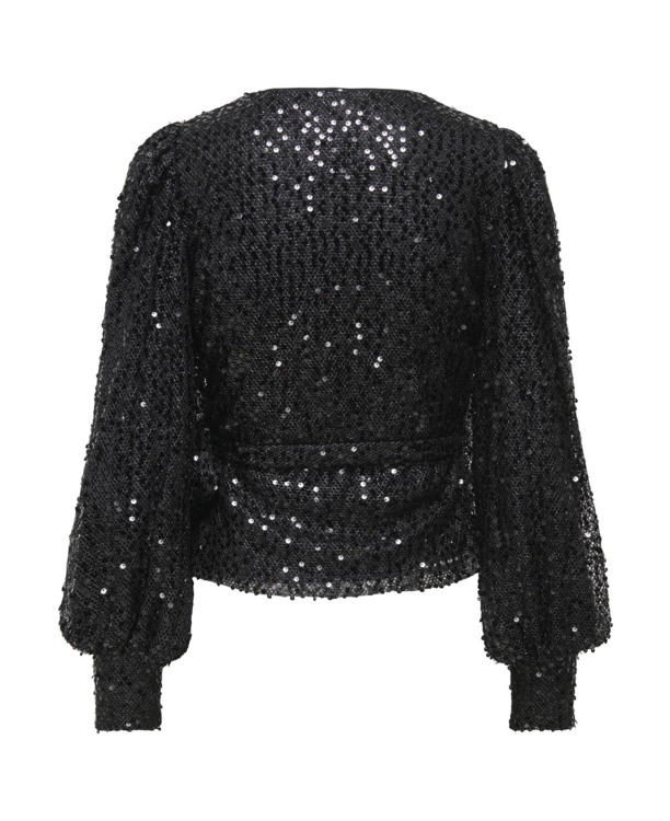 Regular Fit V-Neck Long Sleeves (L/S) Top met V-hals en glitterdetail