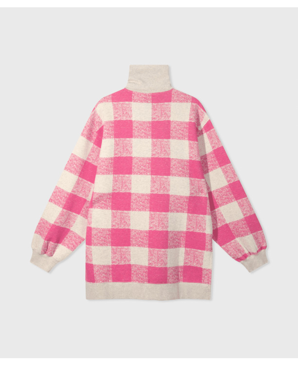 10DAYS Dames hoge hals rits trui geruit katoen