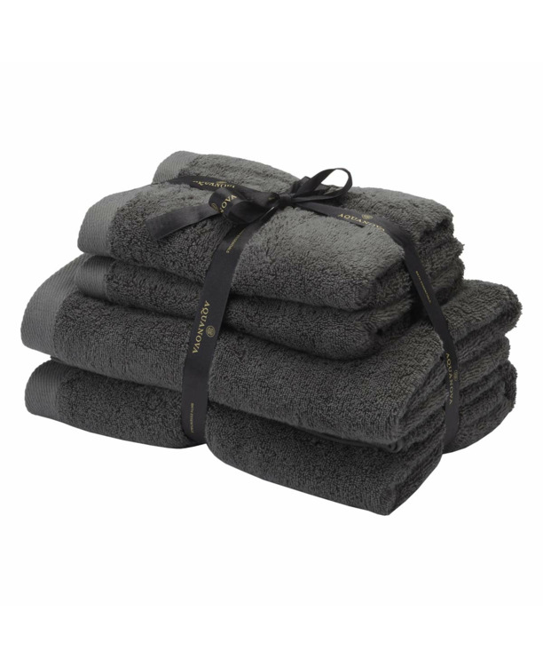 Rio - Handdoek bundel - GOTS KATOEN - 2x 50x100 + 2x 67x130 cm - Dark grey