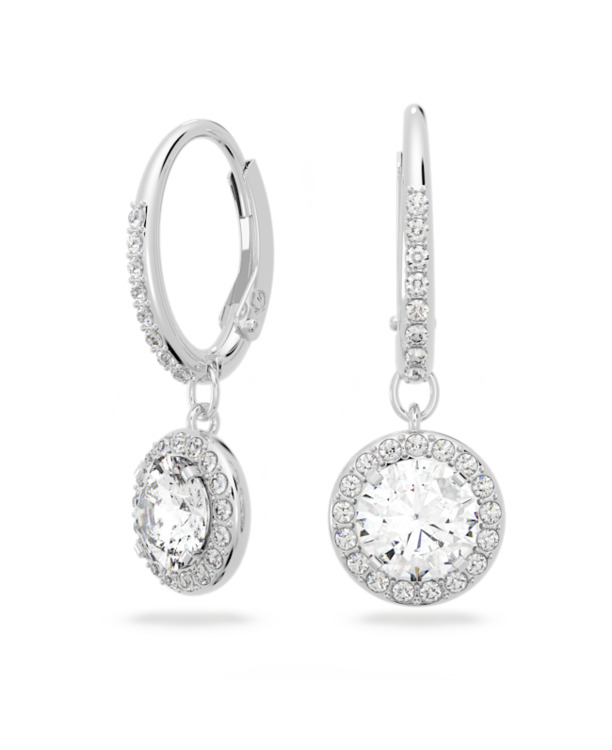 Una Angelic Pierced Earrings Drop Rhodium shiny White Crystal