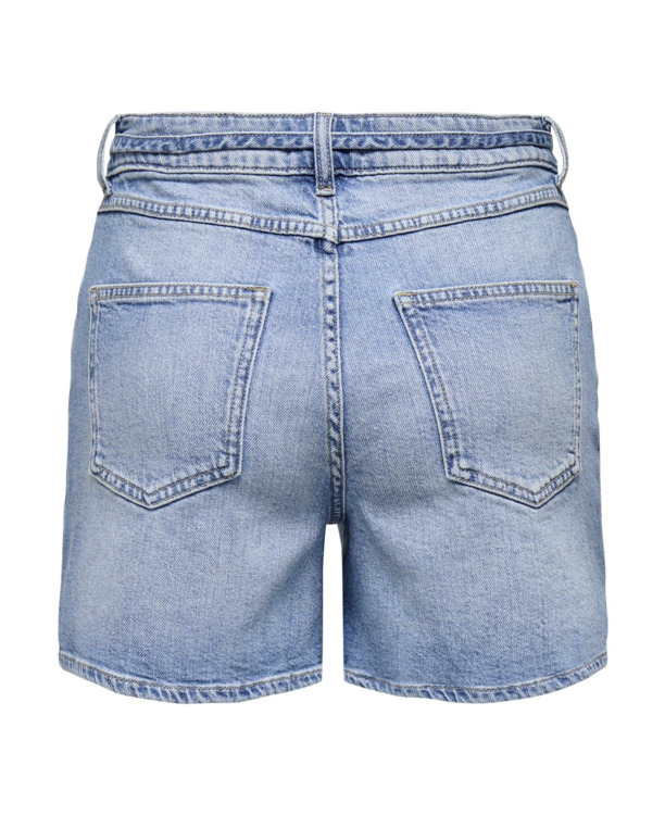 Regular Fit Denim short met middelhoge taille en riem inbegrepen