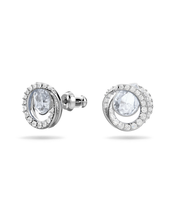 Generation Pierced Earrings Stud OU Rhodium shiny Crystal Blue Shade Crystal